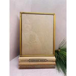 Vintage Bright Brass Picture Frame 8x10 Rectangular Easel Back Rope Detail